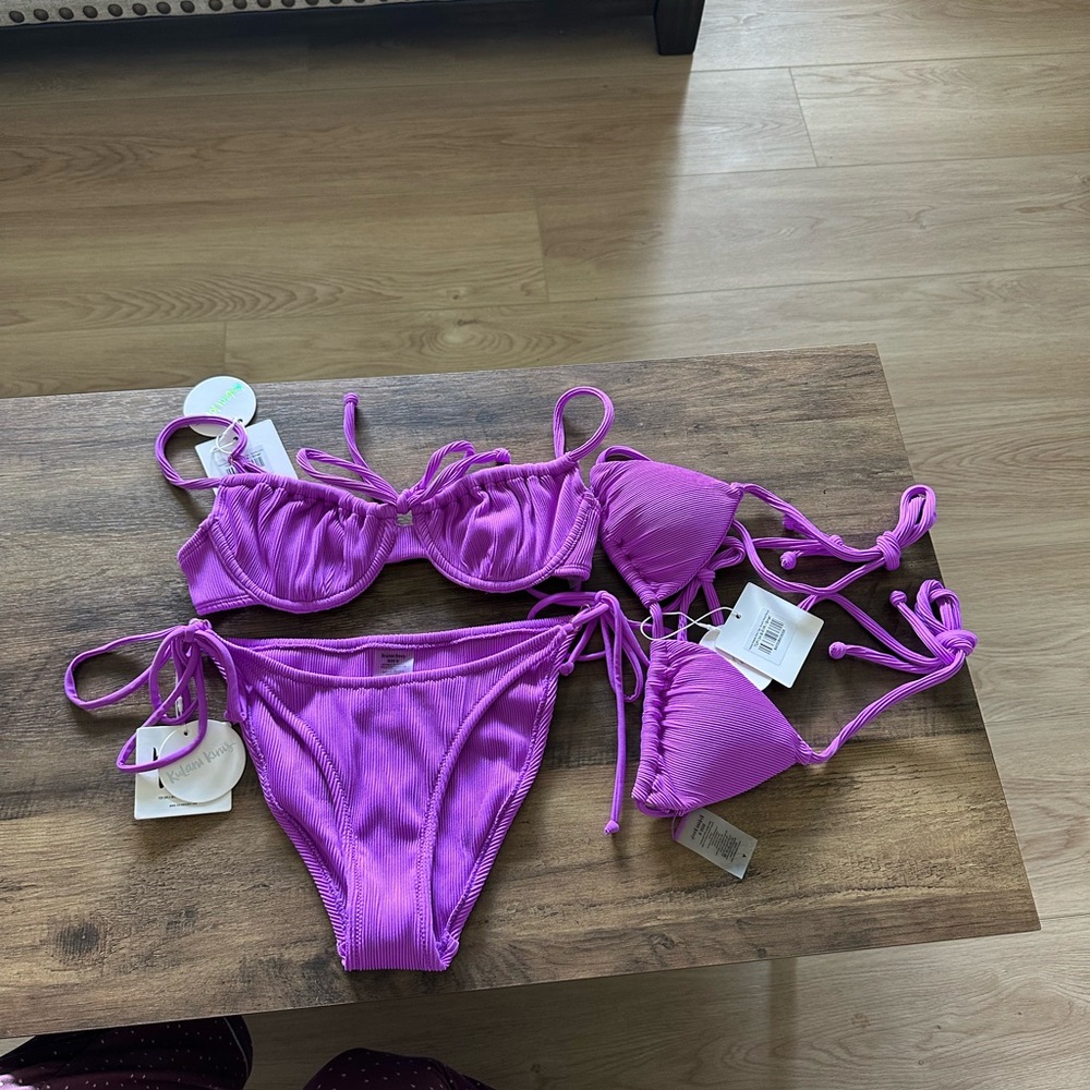 Kulani kini ribbed purple bikini Set
